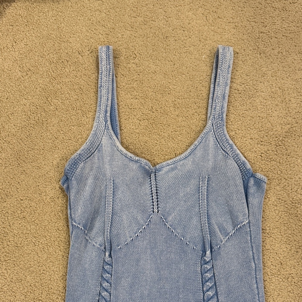 Promesa Light Blue Knit Tank Mini Dress - Picture 2 of 5